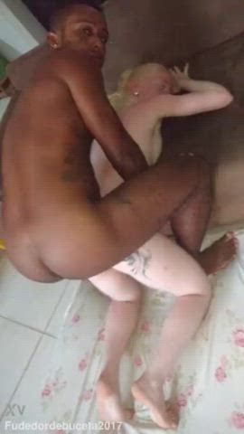 blonde cute interracial gif