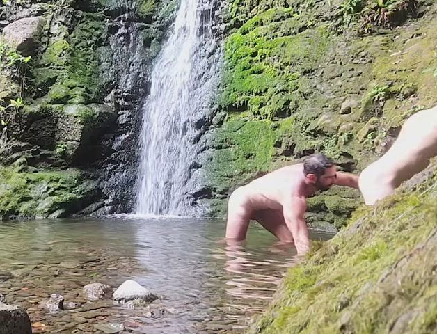 hairy daddy loves eating ass outdoors