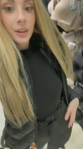 blonde masturbating public selfie gif