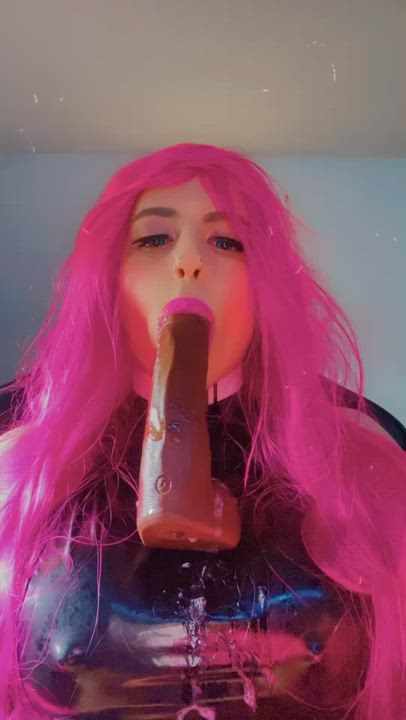 BBC Cock Worship Dildo Hypnosis Messy Pink Sloppy Solo gif