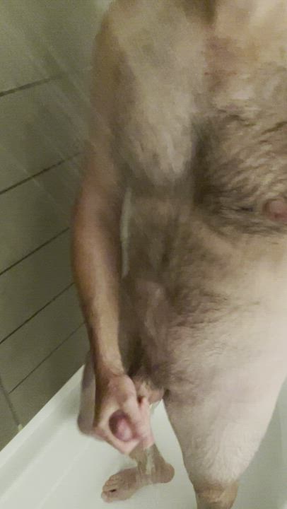 Gay Hairy Jerk Off Male Masturbation Shower gif