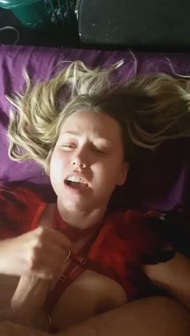 cumshot facial handjob gif