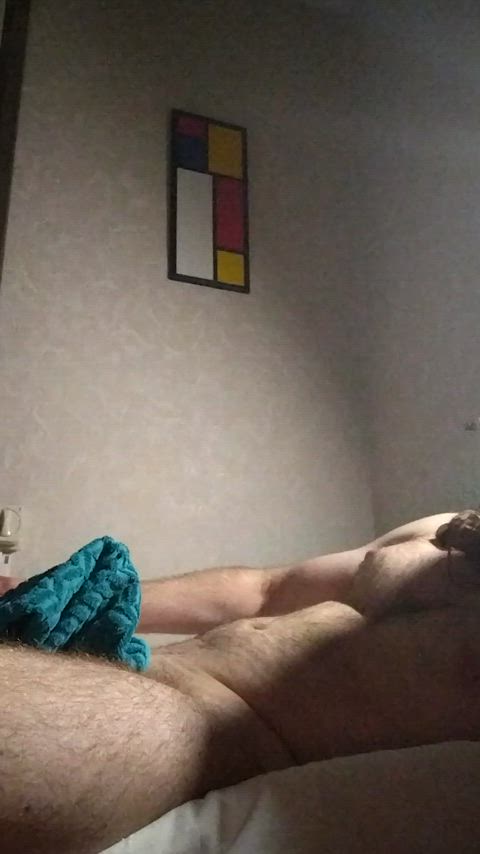 cock erection male masturbation masturbating towel uncut gif