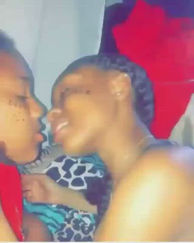 ebony french kissing kissing lesbian tongue fetish gif