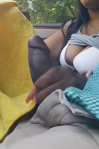 big tits cumshot handjob gif