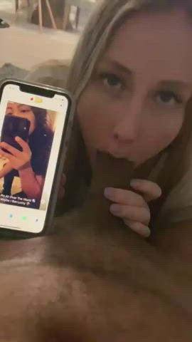 amateur bbc big dick blonde blowjob deepthroat interracial sucking white girl gif