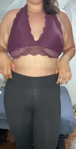 bbw chubby jiggling pants yoga pants gif