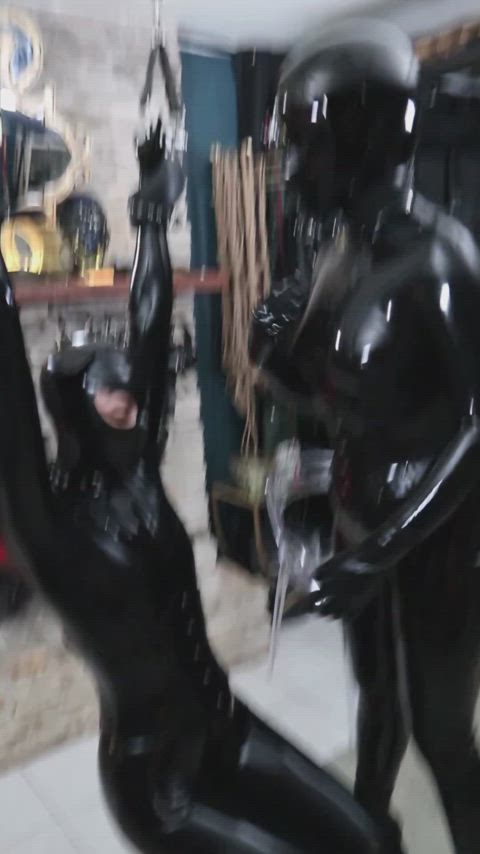 What a playful dungeon rubber kitty