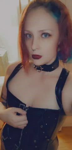 choker corset goth gif