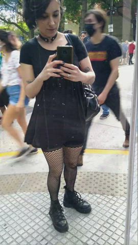 Femdom Fishnet Goth Latina gif