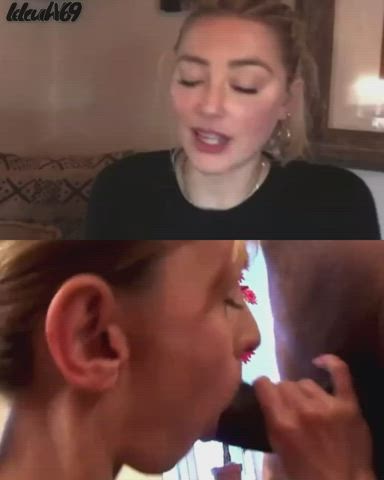 Amber Heard BBC BabeCock Balls Sucking Blowjob Deepthroat gif