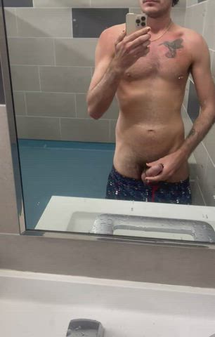 bathroom jerk off public gif