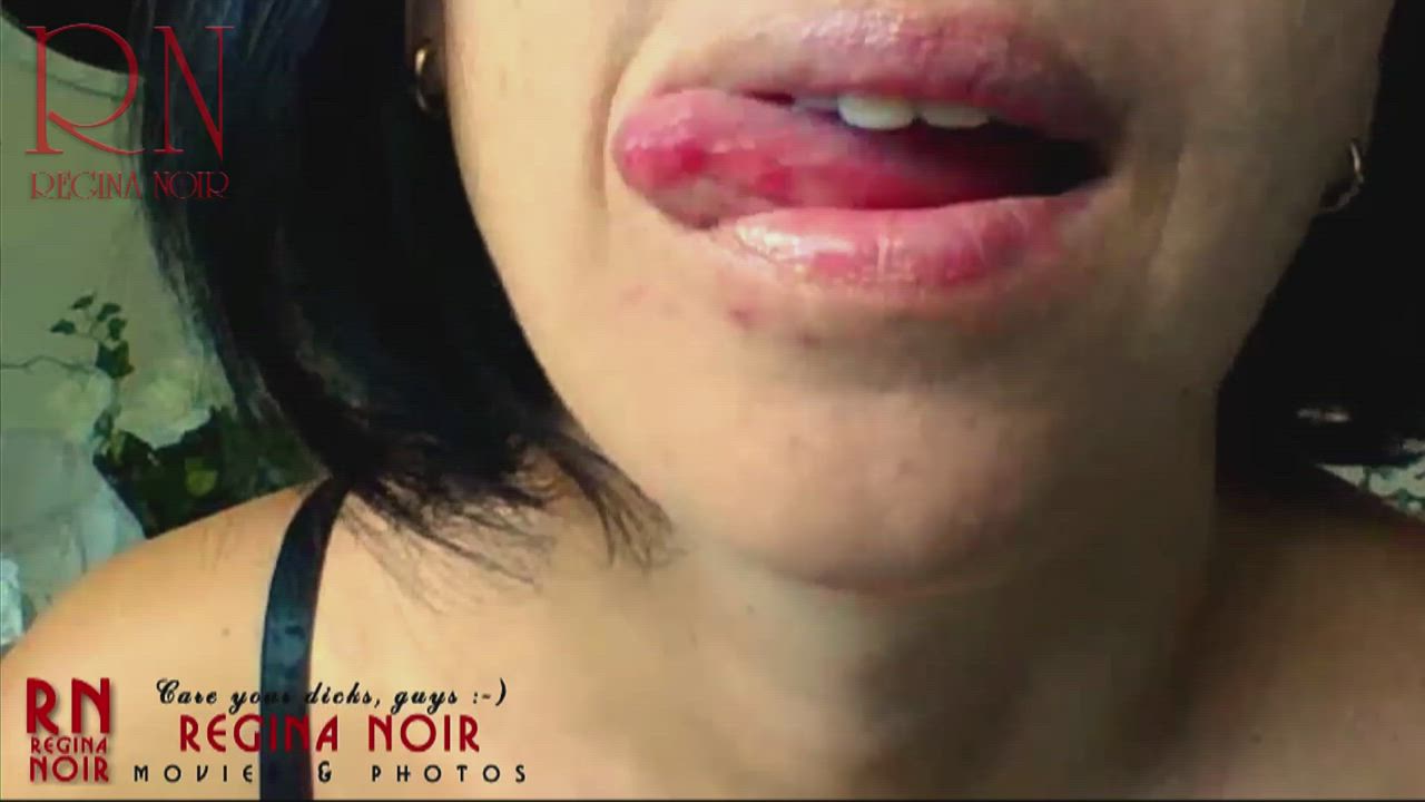 Brunette Lips Lipstick MILF Tongue Fetish gif