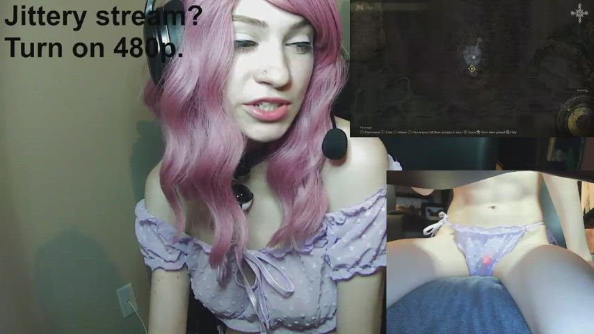 Cute gamergirl begins to strip during her gaming stream