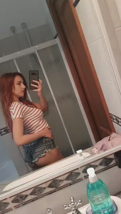 Amateur Redhead Small Tits gif