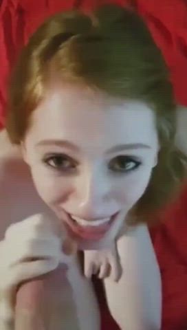 amateur blowjob cute facial smile gif