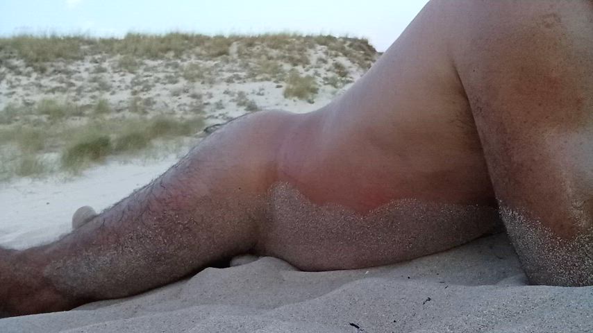 beach cum cumshot erection jerk off male masturbation masturbating nudist outdoor