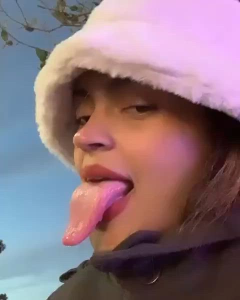 latina long tongue tongue tongue fetish lips-and-tongue mouth-kink gif