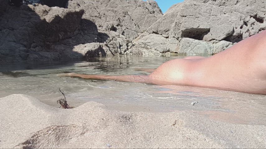 beach erection male male masturbation masturbating nudist outdoor rubbing underwater