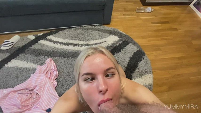 Ahegao Blonde Blowjob Cum Cum On Tits Cumshot Cute Eye Contact OnlyFans gif