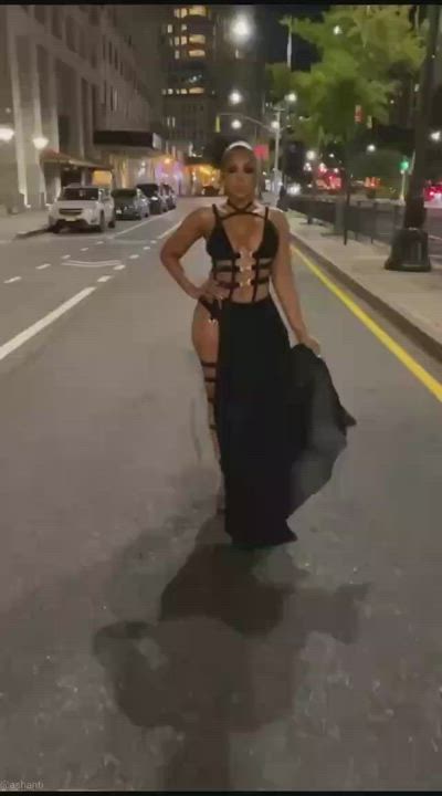 Celebrity Cleavage Dress Ebony High Heels Legs gif