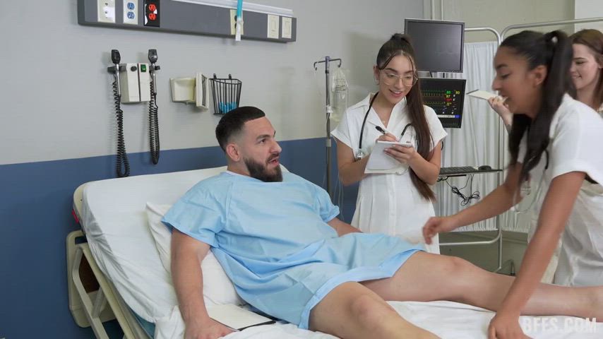 cock worship doctor examination fffm groping nurse handjob gif