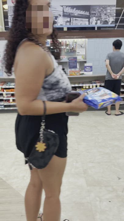 Flashing my tits at the register