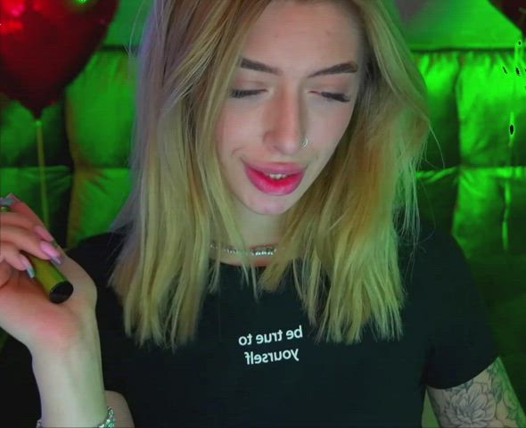 Ahegao Blue Eyes Camgirl Choker Long Tongue Tongue Fetish gif