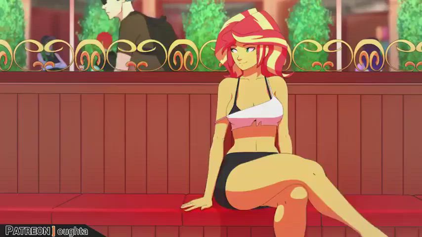 animation cute hentai nude public redhead stripping teen gif