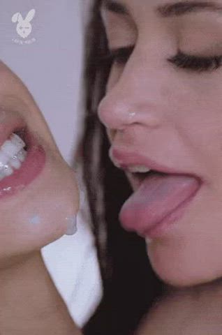 Cum Cumshot Cumswap Kissing Lesbian gif