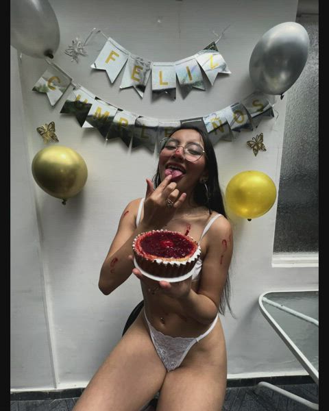 ass birthday brunette cute latina petite small tits teen gif