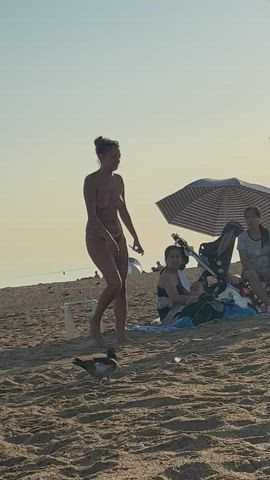 beach exhibitionist small tits voyeur gif