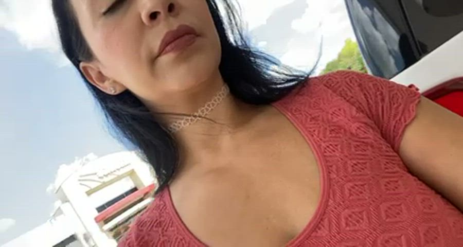 Boobs Flashing Latina MILF Nipples Public gif