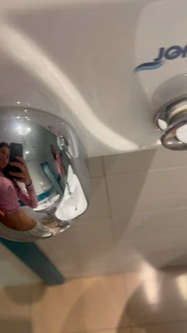 bathroom big tits brunette flashing gaby napoles onlyfans gif