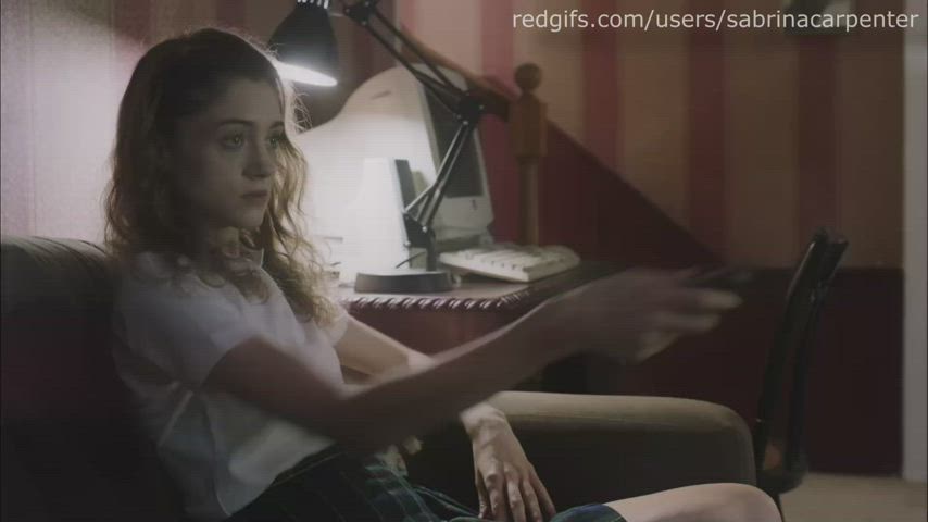 celebrity innocent masturbating natalia dyer schoolgirl skinny skirt gif