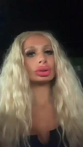 bimbo blonde dirty talk lips lipstick long tongue pornstar tongue fetish gif