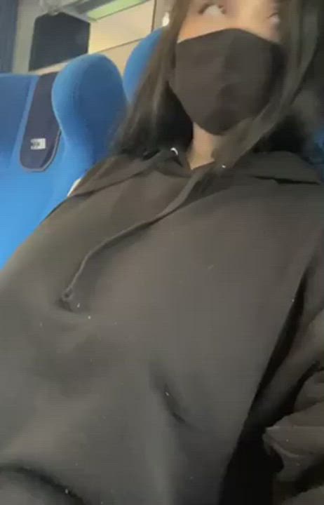 Big Tits Bus Public gif