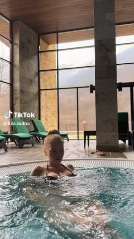 big tits bikini boobs pool tits gif