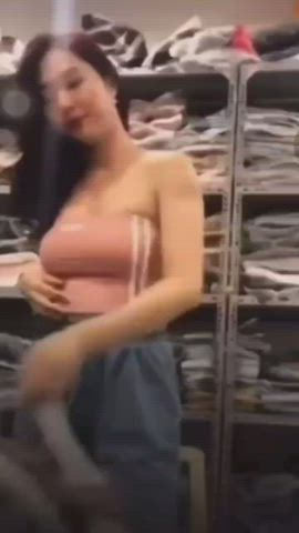 asian flashing nipslip gif