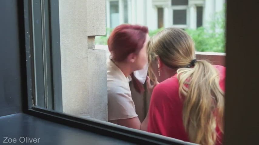 ass lesbian lesbians outdoor public gif