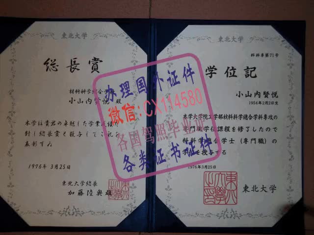 日本东北大学毕业证办理（WeChat微：CX114580）