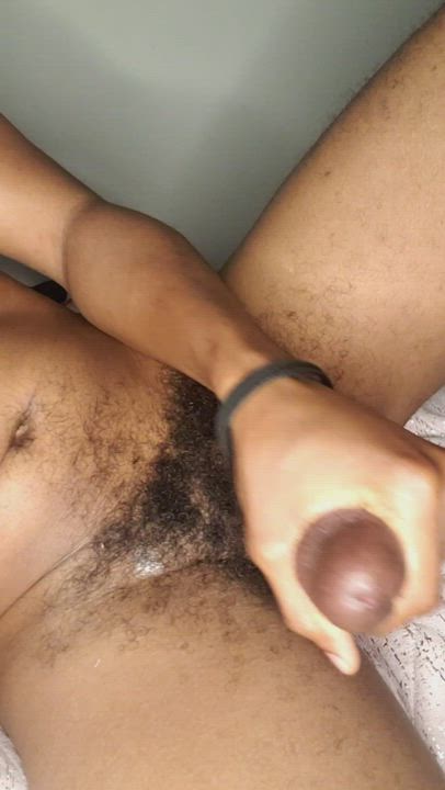 BBC Cum Ebony Male Masturbation gif