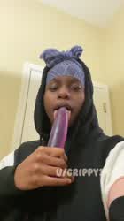 I want to be throat fucked so bad. I am practicing on my dildo.