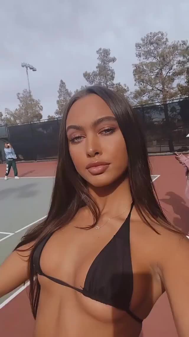 Kamila Davies - Black Bikini on Basketball Court