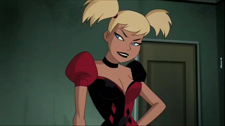 animation big ass blonde bra harley quinn movie panties pigtails undressing gif