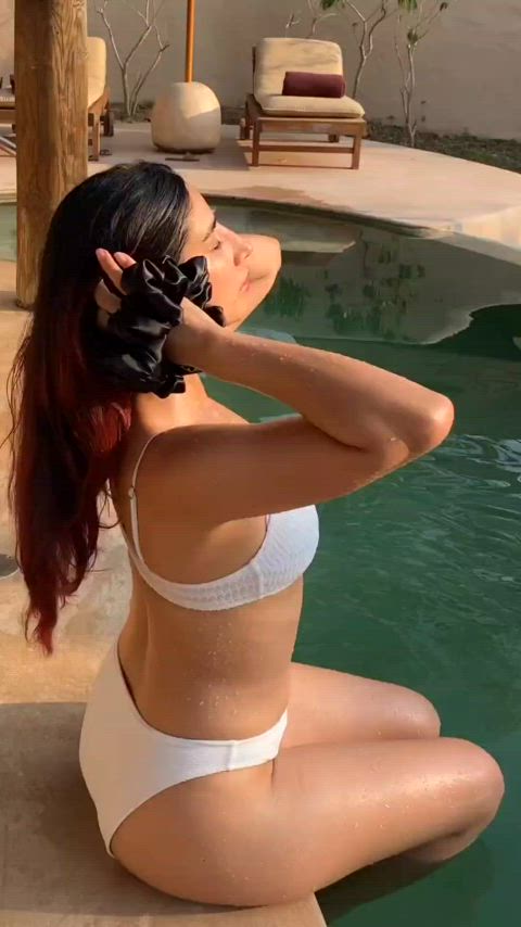 actress big tits bikini bollywood celebrity desi indian swimming pool thighs gif