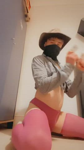 ass cosplay costume cowgirl femboy sissy sissy slut gif