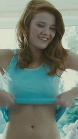 boobs celebrity flashing pale redhead smile gif