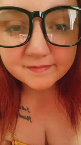 busty cleavage geek glasses redhead tiktok gif