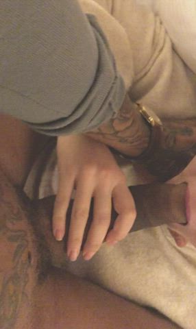 Tiny teen LOVES sucking bf's BBC